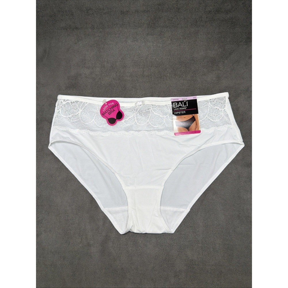 BALI Lace Desire Hipster Underwear With Lace Front Trim DFLD63 WHITE Size M/6